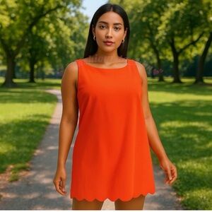 Kate Spade Sleeveless, square, shift, color blocked detail, orange, short size M